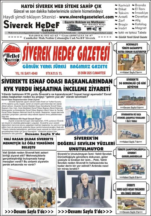 25.10.2025 Tarihli Gazetemiz