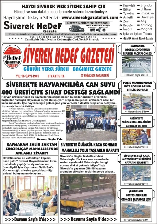 27.10.2025 Tarihli Gazetemiz
