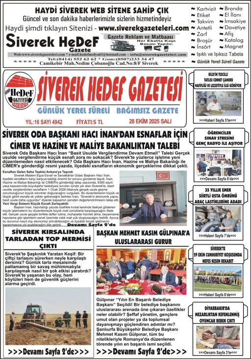 28.10.2025 Tarihli Gazetemiz