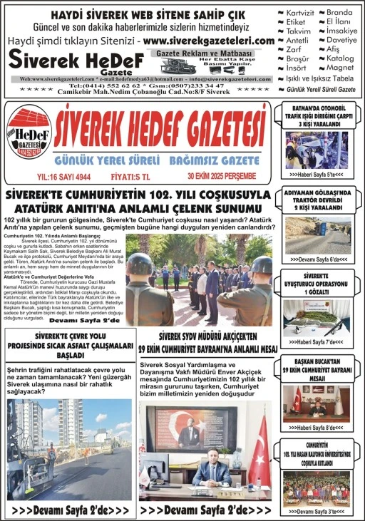 30.10.2025 Tarihli Gazetemiz