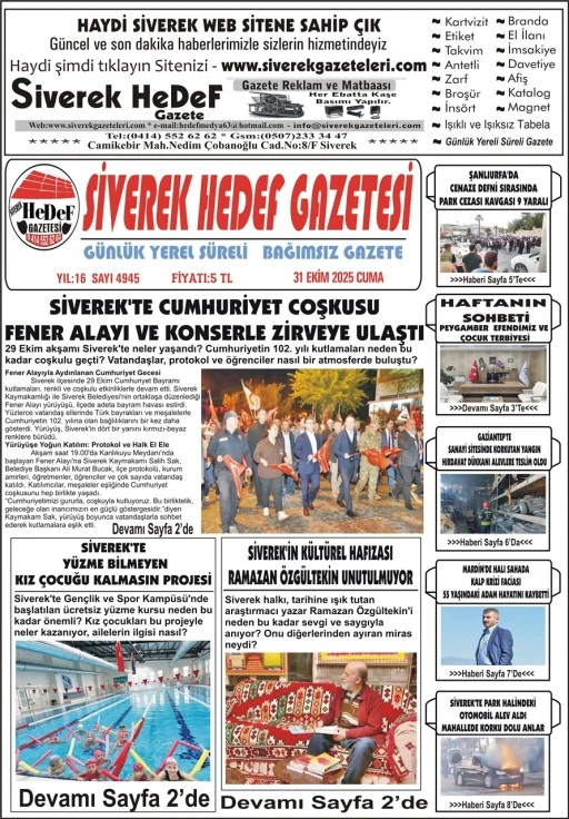 31.10.2025 Tarihli Gazetemiz