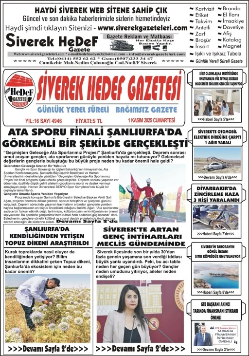 1.11.2025 Tarihli Gazetemiz