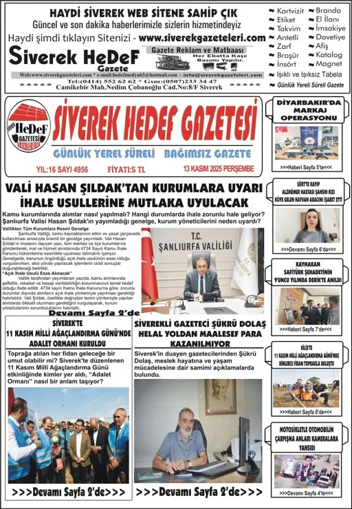 13.11.2025 Tarihli Gazetemiz
