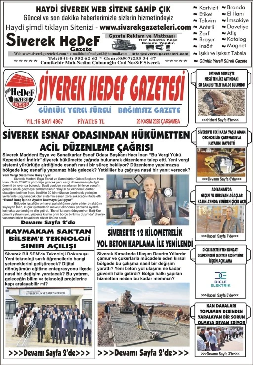 26.11.2025 Tarihli Gazetemi