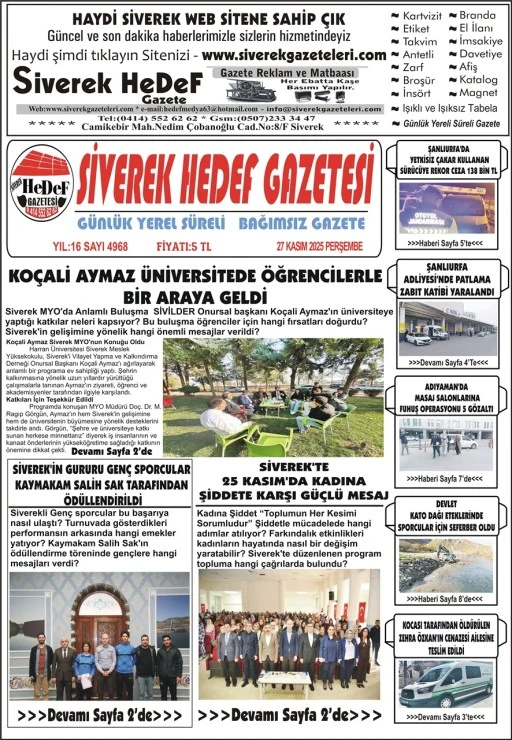 27.11.2025 Tarihli Gazetemiz