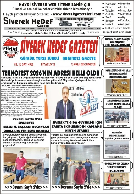 13.12.2025 Tarihli Gazetemiz