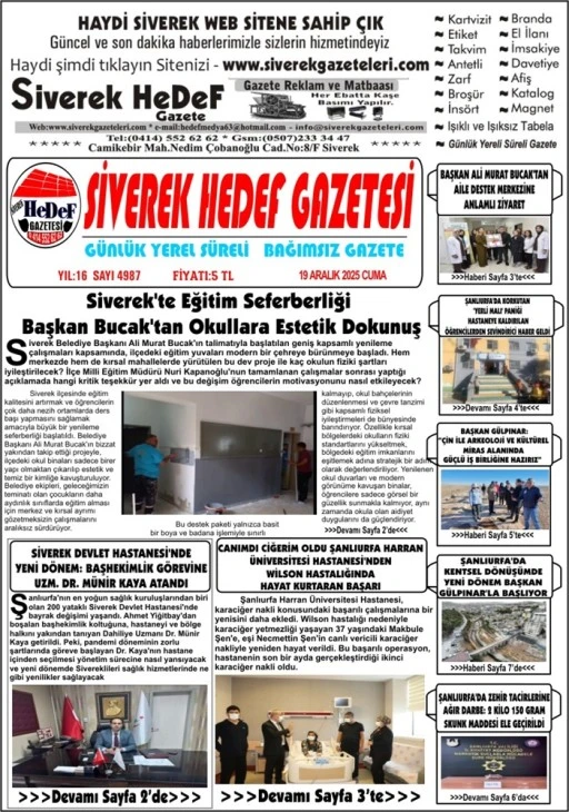 19.12.2025 Tarihli Gazetemiz