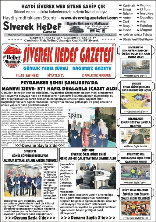 25.12.2025 Tarihli Gazetemiz
