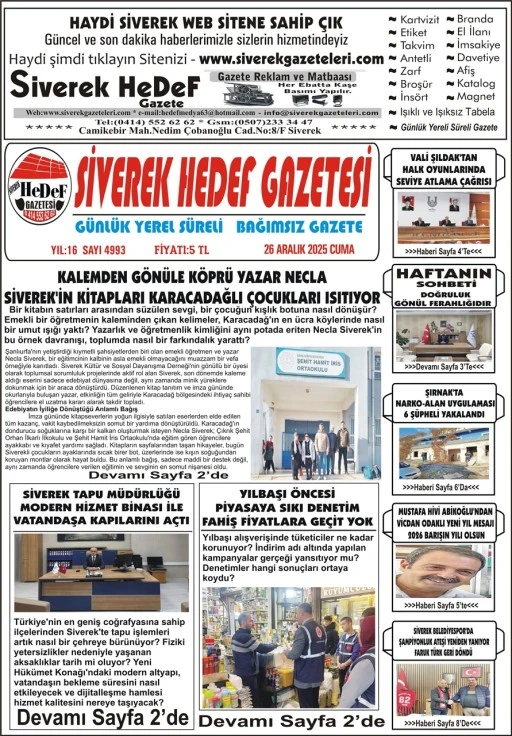 26.12.2025 Tarihli Gazetemiz