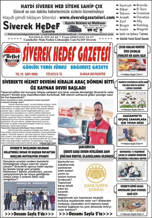 29.12.2025 Tarihli Gazetemiz