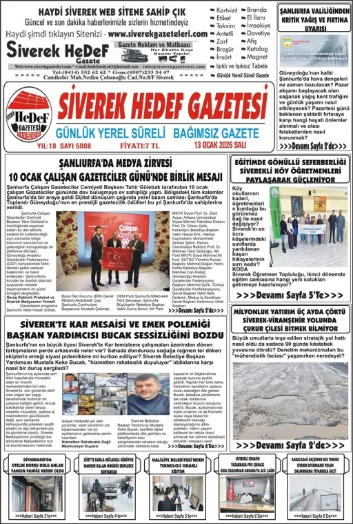 13.01.2026 Tarihli Gazetemiz