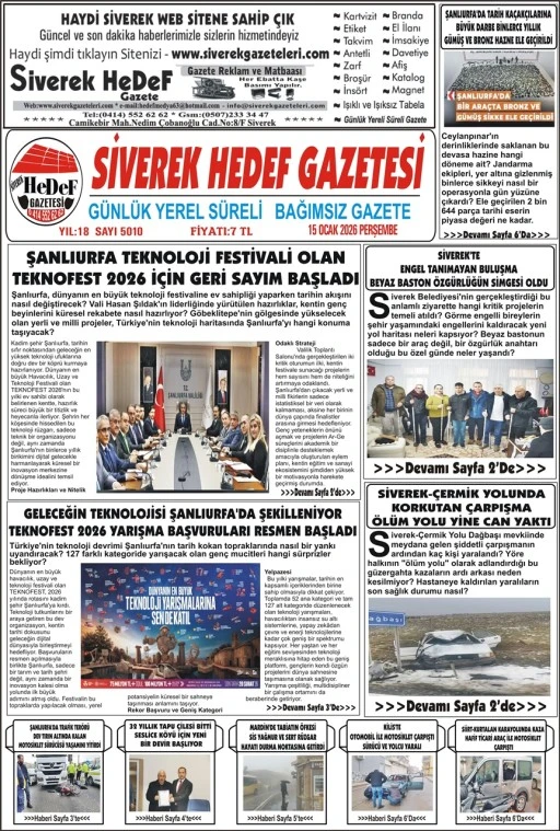 15.01.2026 Tarihli Gazetemiz