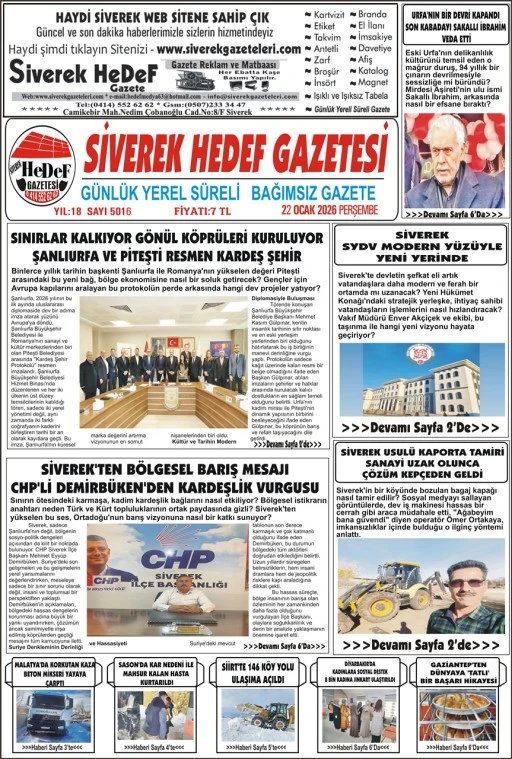 22.01.2026 Tarihli Gazetemiz