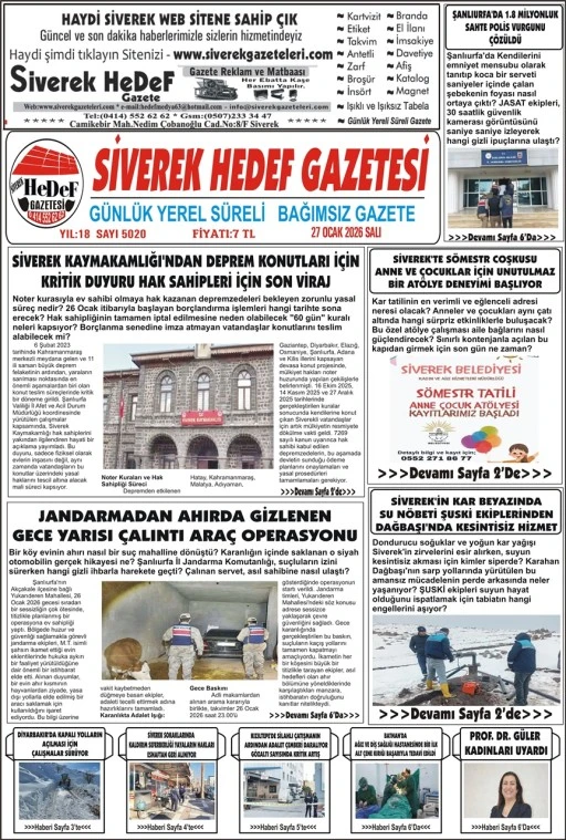 27.01.2026 Tarihli Gazetemiz