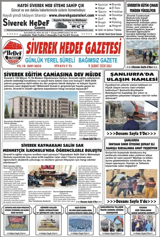 11.02.2026 Tarihli Gazetemiz
