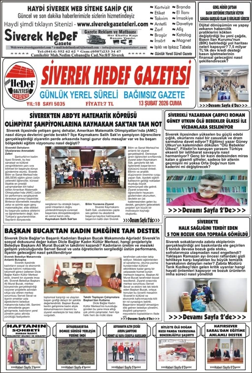 13.02.2026 Tarihli Gazetemiz