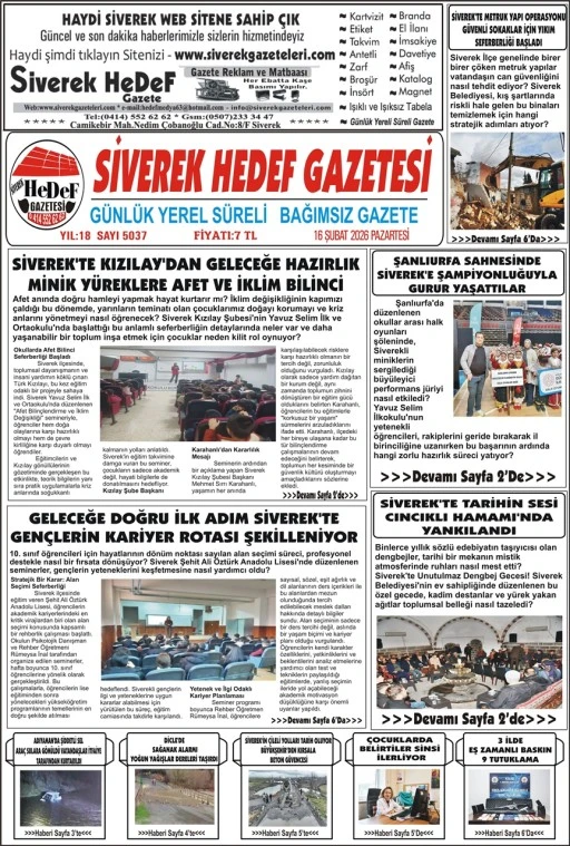 16.02.2026 Tarihli Gazetemiz