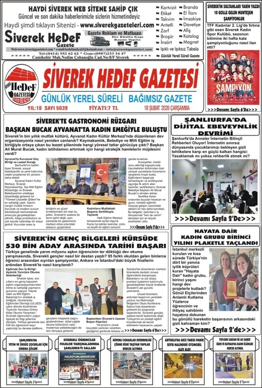 18.02.2026 Tarihli Gazetemiz