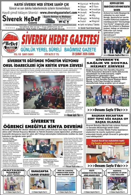20.02.2026 Tarihli Gazetemiz