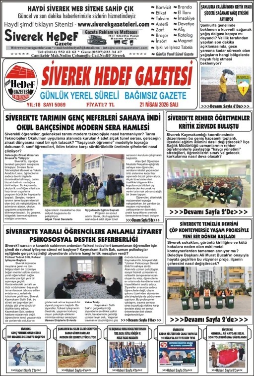 21.04.2026 Tarihli Gazetemiz