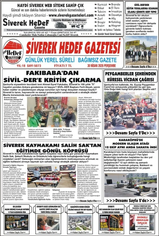 30.04.2026 Tarihli Gazetemiz