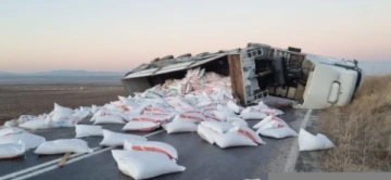 Çorum'da Trafik Kazası: Yem Yüklü Tır Devrildi, Sürücü Yaralandı