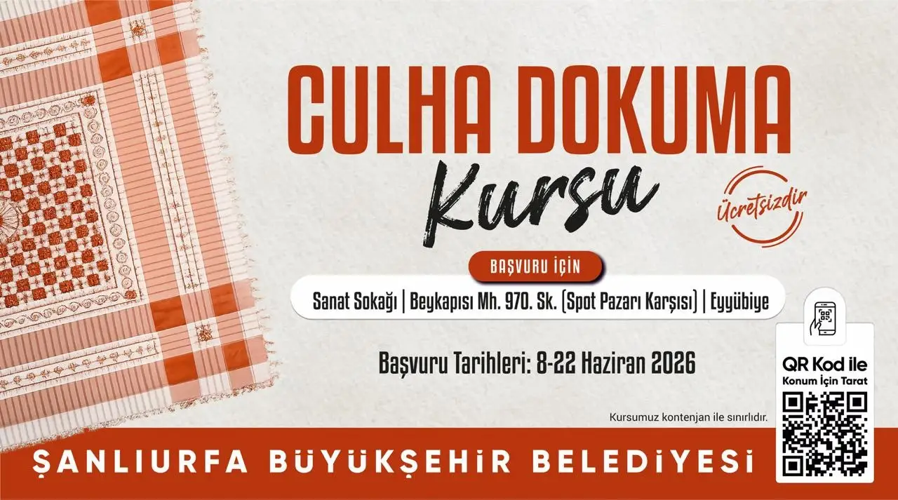 ŞANLIURFA B&Uuml;Y&Uuml;KŞEHİR BELEDİYESİ K&Uuml;LT&Uuml;R KURSLARI İ&Ccedil;İN BAŞVURULAR BAŞLADI