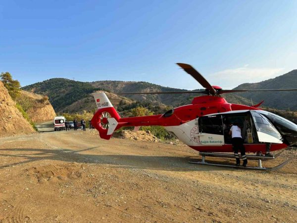 Ambulans helikopter, ağaçtan düşen 82 yaşındaki Mevlüt amca için havalandı